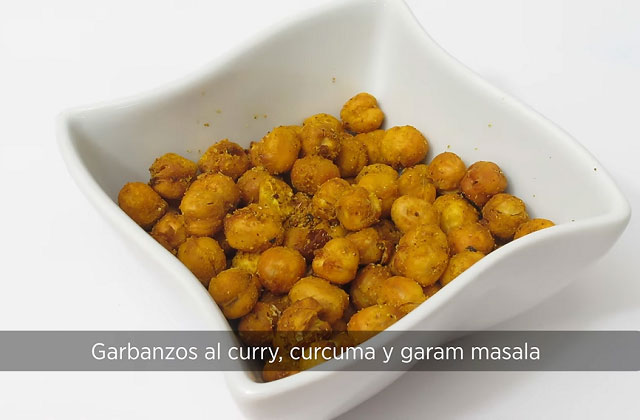 Garbanzos a la Cúrcuma, curry y Garam Masala